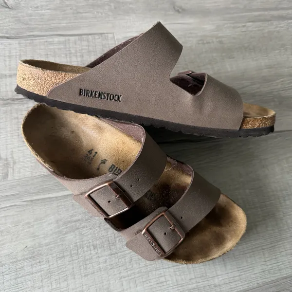 Birkenstock Arizona Sandals Brown Leather Buckle Comfort Size 40 - Image 8