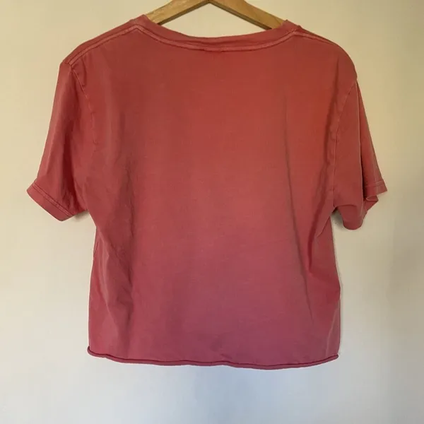 PINK Victoria's Secret cropped pink shirt casual top women's size large pocket - Image 9
