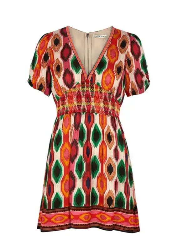 Alice & Olivia Tatiana Printed Multicolor Mini Dress -‎ Size 4. - Image 3
