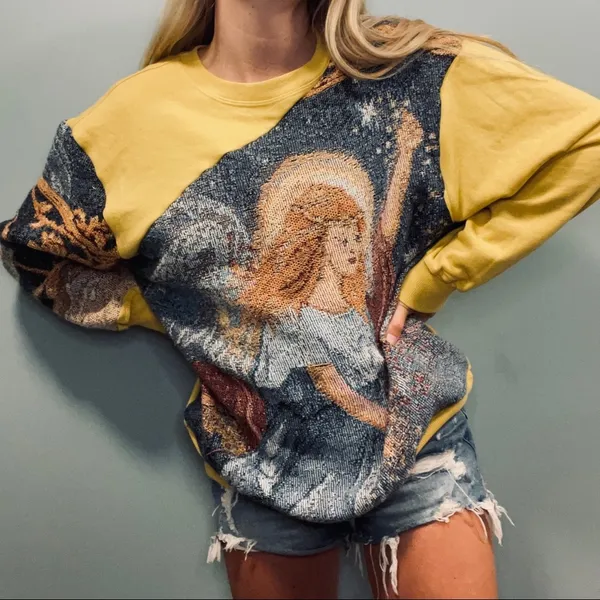 Nike Angel sweatshirt! Custom reworked tapestry blanket crew neck sweater size XL - Image 3