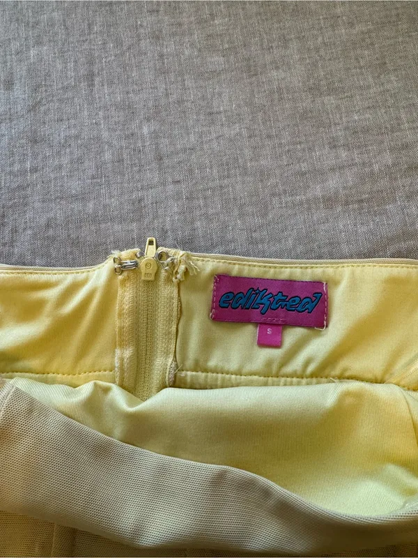 Edikted Butter Yellow Mesh Corset Top - Image 7