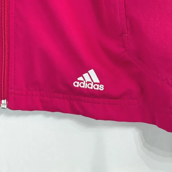 Y2K Adidas Womens Fuchsia Pink Full Zip‎ Windbreaker Track Jacket Size Medium - Image 2