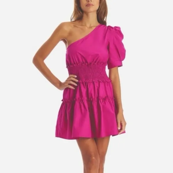 En Saison mini dress Anthropologie One Shoulder Celia ruffle smock cocktail - Image 2