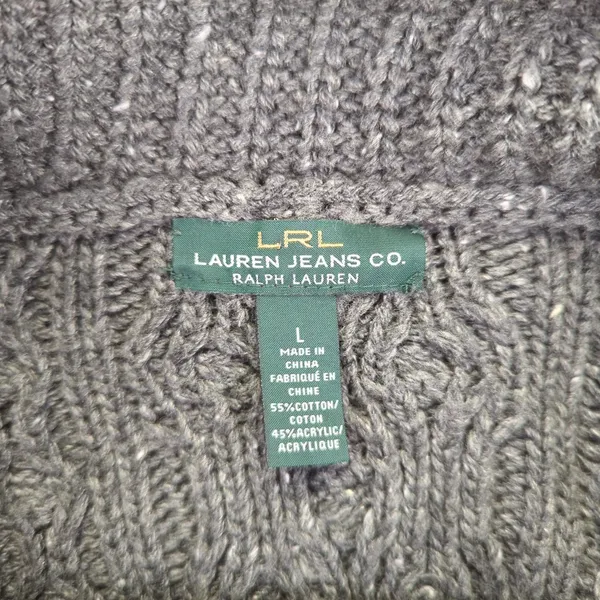 Lauren Jeans Co Ralph Lauren Gray Cable Knit Cotton‎ Blend Turtleneck Sweater L - Image 7