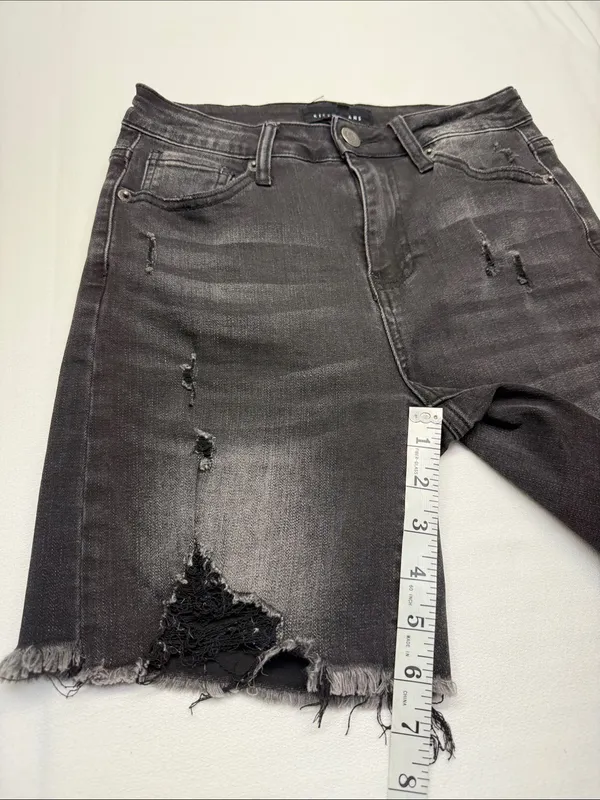RISEN Black Denim Distressed Shorts - Image 3