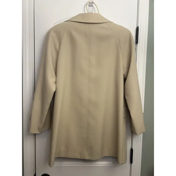 Vintage Beige Button Front Car Coat Women’s Classic Tailored Jacket With Pockets - Image 3
