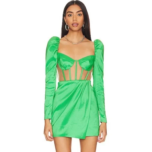 NBD Talulla Bustier Mesh Mini Dress Green Size Small NWT Cutout Corset Party - Image 2