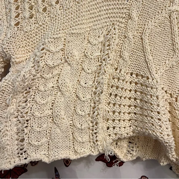 Cream textured Lace Knit sweater - Image 3