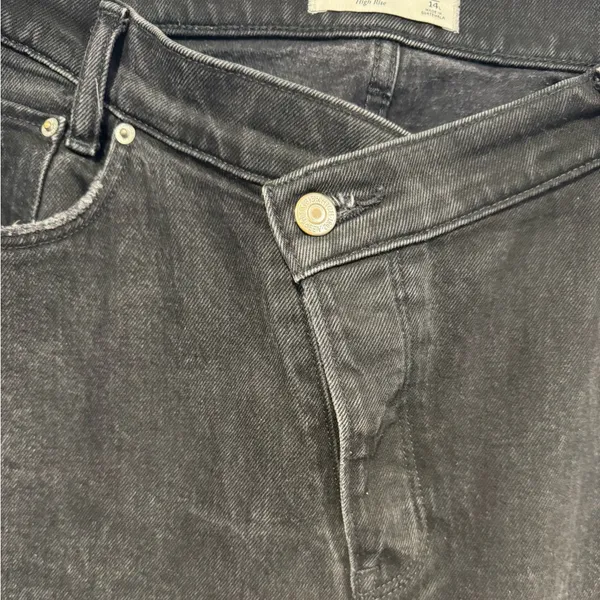 Black Abercrombie and Fitch the Dad high rise asymmetrical button‎ jeans - Image 2