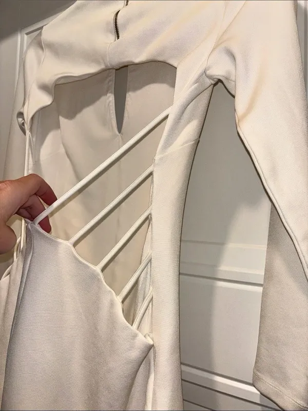 bebe Cream Cutout Mini Dress Size Small - Image 3