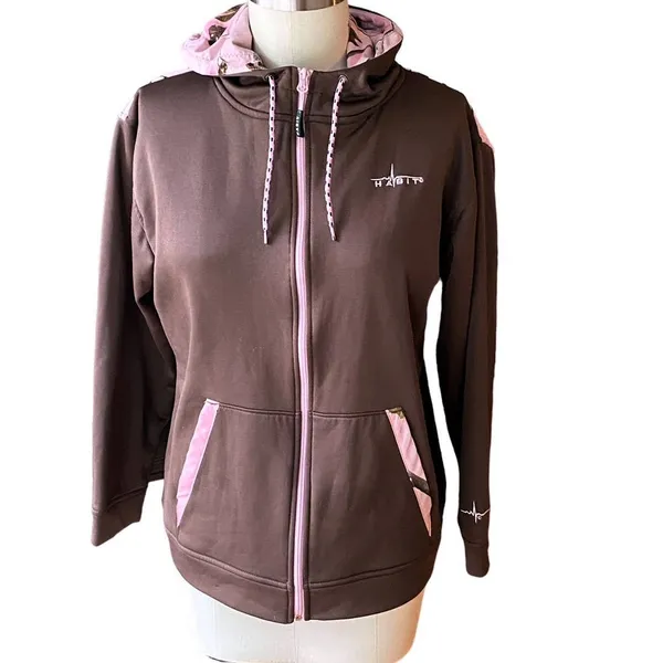 HABIT Pink Realtree Camo Hunting Jacket Hood & Pockets Coat ~ Women's Size LARGE - Image 2