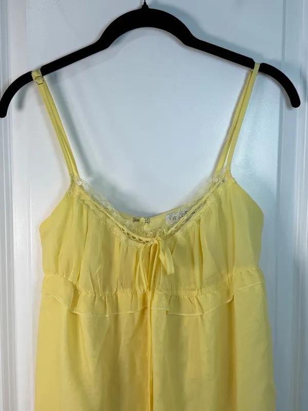 Grey Bandit Yellow Chiffon Lace Trim Babydoll Camisole Dress Size S BRD2836G-1 - Image 3
