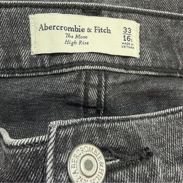 Abercrombie & Fitch The Mom High Rise Jeans 16S 33 Black Cropped Stretch - Image 6