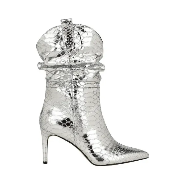 GUESS Benisa Boot Womens 6.5 M Silver Croc Stiletto Heel Western NWOT Slouchy - Image 2