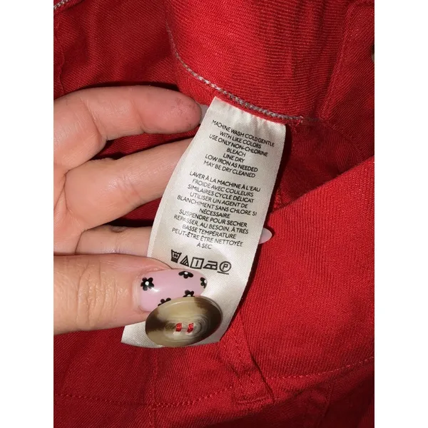maeve colette pants 31 cropped wide leg pants Red Linen Blend Patch Pockets - Image 5