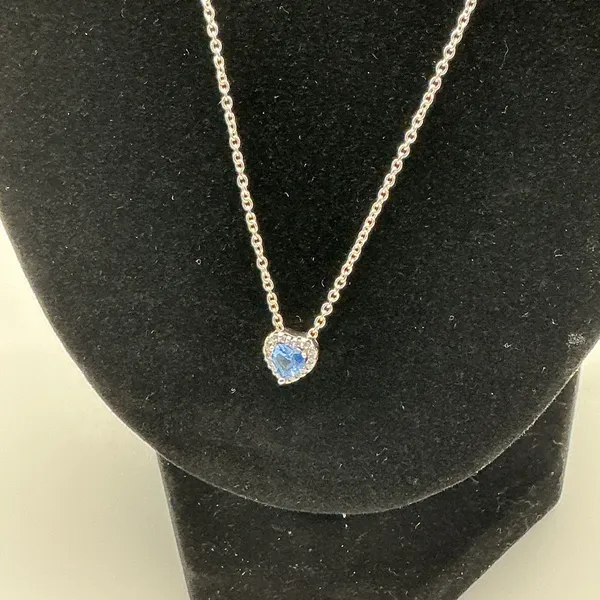 Pandora Blue Heart Halo Necklace Sterling Silver S925 ALE - Image 2