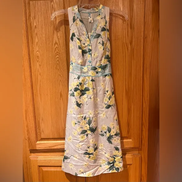 Anthropologie Maeve Dutch Yellow Floral Print Sleeveless Shift Dress‎ Size 0 - Image 5