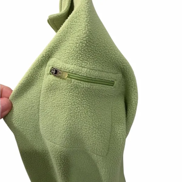 L.L. Bean Lime Green quarter-zip fleece pullover Sweater M Gorpcore Cabincore - Image 5
