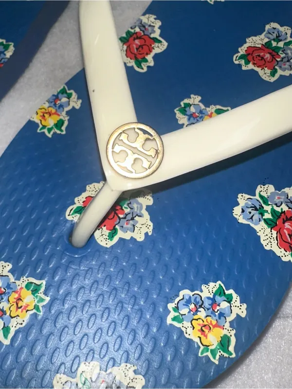 Tory Burch Floral Flip Flop Thong Sandal Women Size 5 Classic Flowers - Image 2