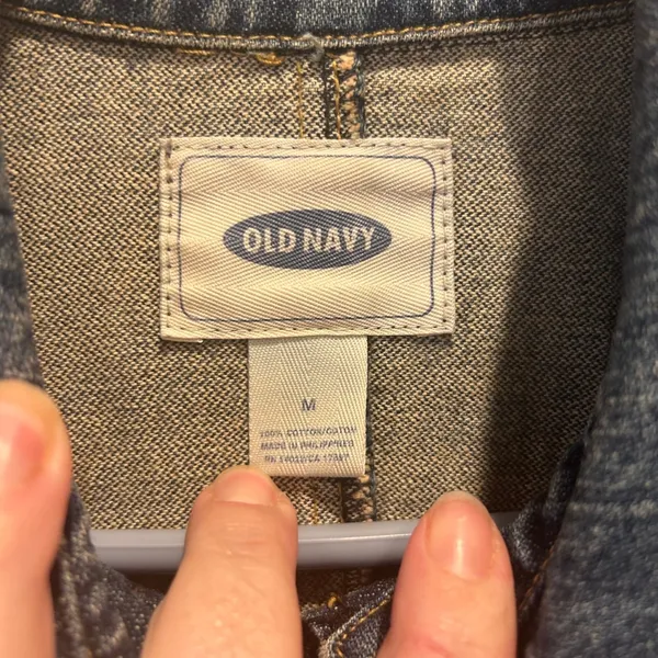 Old Navy Womens Medium Blue Denim Military Safari Jacket Zip Cargo Pockets Y2K - Image 5