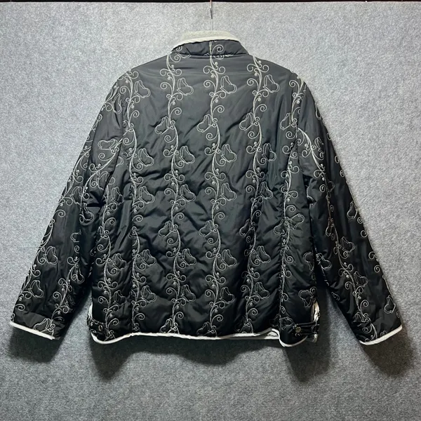 Natural Reflections XL Black Quilted Jacket Embroidered Fleece‎ Lined - Image 4