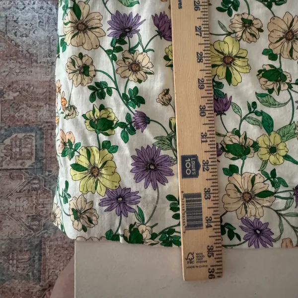 NWT Loft Floral Linen Blend Puff Sleeve Shift Mini Dress 12 Boho Western Chic - Image 7