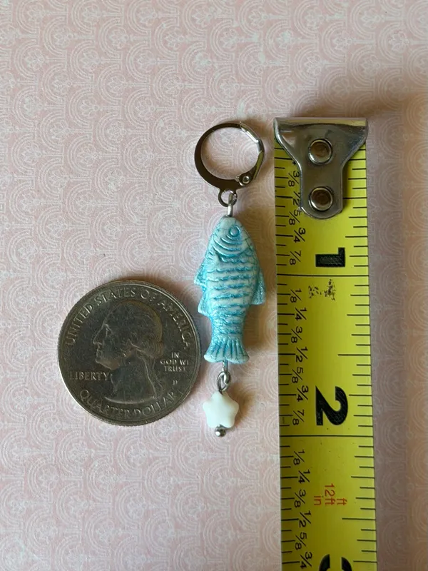 Handmade quality Czech glass beads fish boho fairy dangle earrings🐟🌿 - Image 5