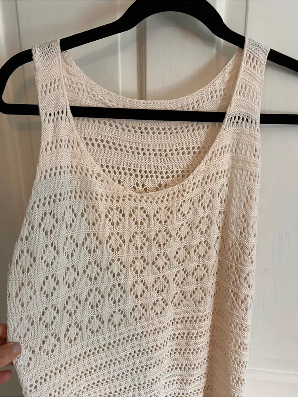 Cupshe Cream Crochet Tank Coverup Dress M - Image 4