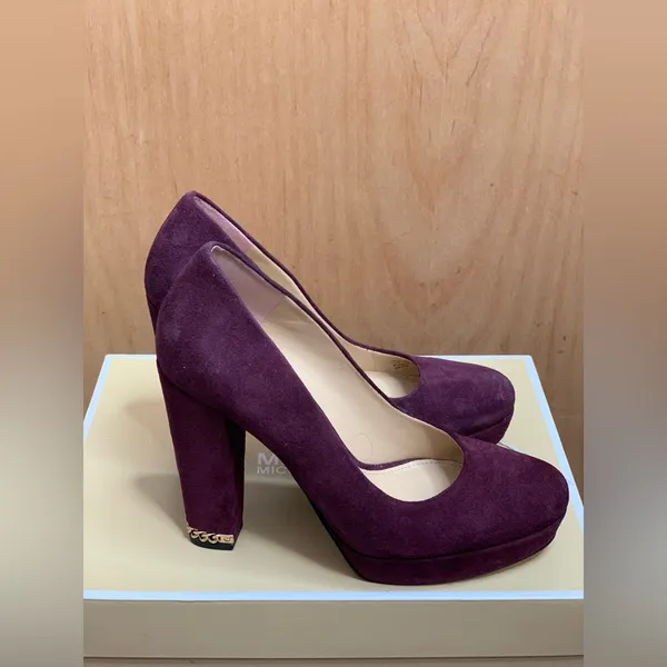Michael Kors Elegant Plum Suede Platform Heels. Size-6M - Image 2