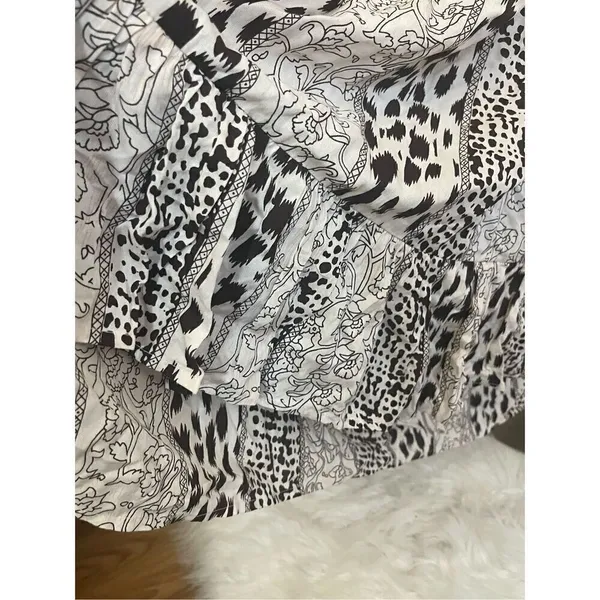 Brass Monkey Boutique Mixed Animal Print Tiered Ruffle Maxi Dress S - Image 5