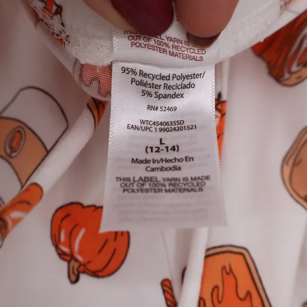 Way to Celebrate Fall Pumpkin Spice Latte Pajama Set Orange White Large 12-14 - Image 7