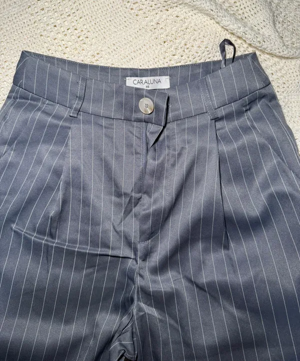 Pinstripe Wide Leg Trousers - Image 2