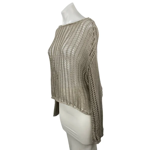 Princess Polly Beige Open Knit Sheer Long Sleeve Layering Cover Up Sweater Top S - Image 2