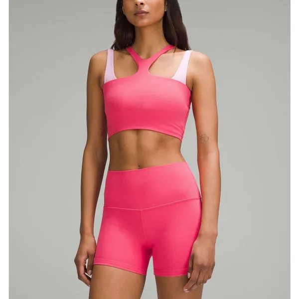Lululemon Bend This V Reversible Sports Bra Medium Glaze Pink Pilates Yoga Gym - Image 2