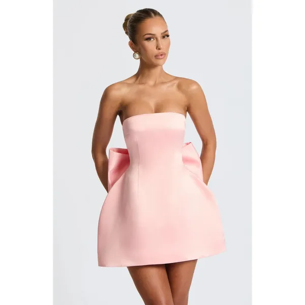 NWT Babyboo Abbey Blush Pink Bow Corset Fit & Flare Strapless Mini Dress Size S - Image 5
