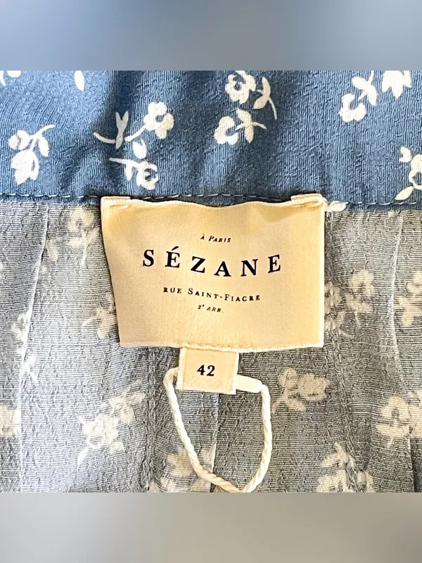 Sezane Alicia Midi Skirt Blue Floral US 10 NWT‎ - Image 8