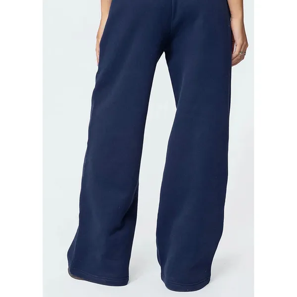 Edikted Navy Blue Wide Leg Baggy Sweatpants Logo Fleece Pants Women Large - Image 4