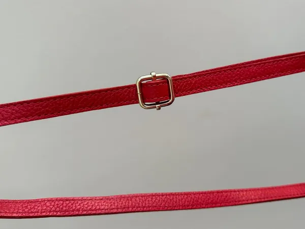 Micro Italian Leather Handbag / Crossbody Bag, Red/White, Mini Halfmoon - Image 8