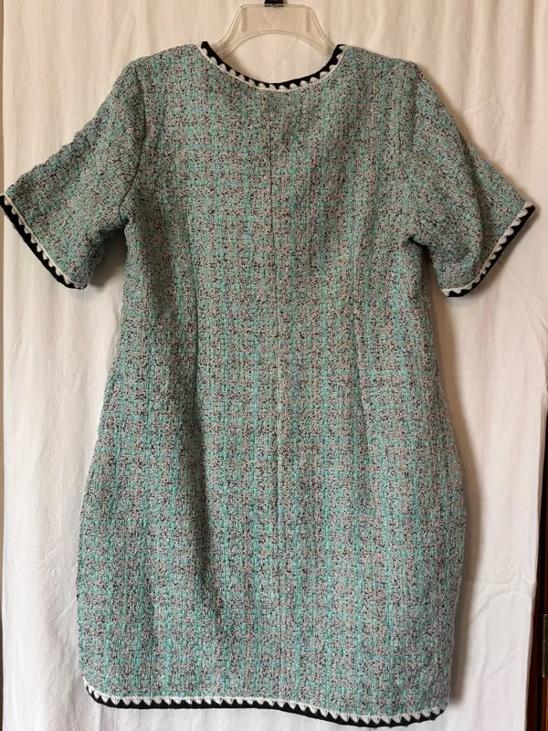 Women’s Size L Tweed Short Sleeve Button Front Mini Dress - Image 2