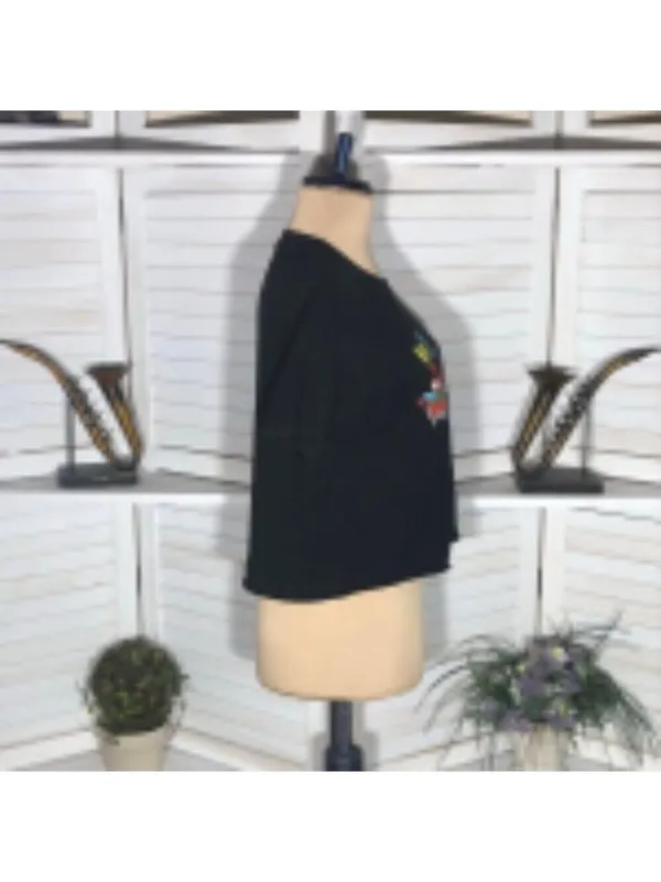 Nickelodeon SpongeBob SquarePants Black Graphic Cropped T-Shirt Medium - Image 4