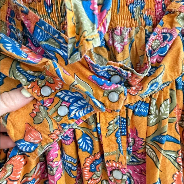 House of Harlow 1960 Yellow Floral Tie-Front Midi Dress - Image 6