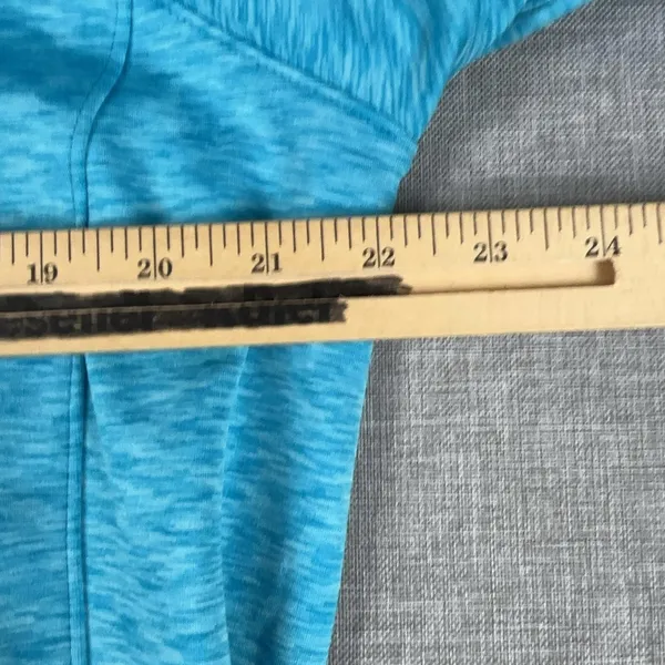 Athleta Hoodie Womens XL Blue Pullover Fleece Kangaroo Pocket Thumbholes Stretch - Image 7
