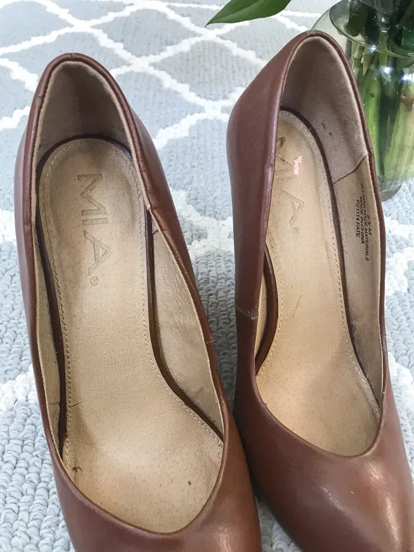 MIA closed Toe Brown Leather Wedge High Heel - Image 6