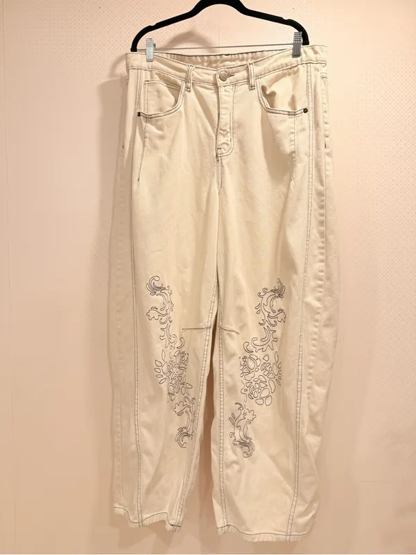 Daisy Street Faye Barrel Leg Embroidered Denim Contrast-Stitch Garment Sz XL - Image 2