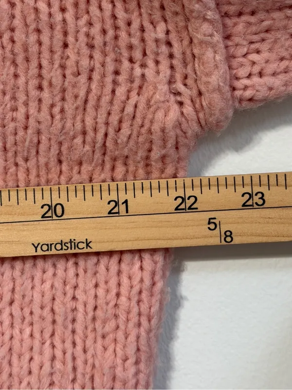 Anthropologie Pink Cropped Sweater Size XS Wool Blend Oversized - Image 8
