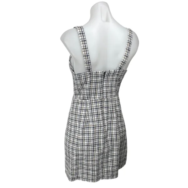 Abercrombie & Fitch Blue Tweed Plaid Checkered Sleeveless Cami Mini Tank Dress S - Image 2