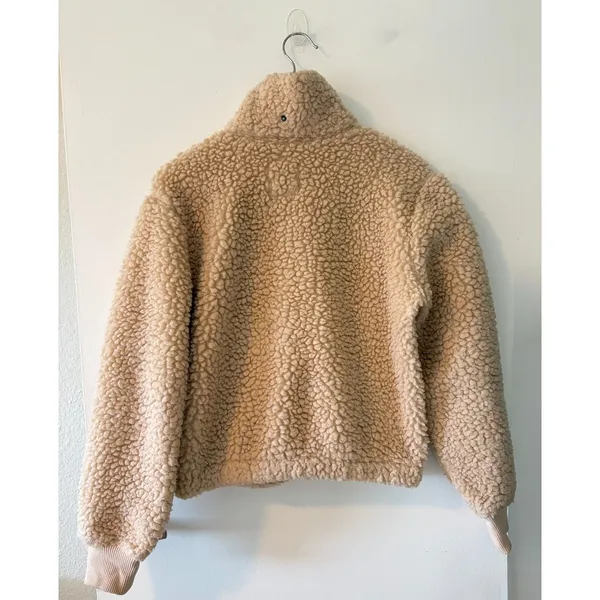ABERCROMBIE & FITCH Plush Sherpa Beige Fleece Full Zip Jacket Womens Small - Image 2