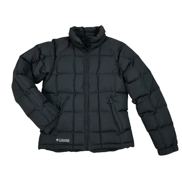 COLUMBIA Duck Down Puffer Jacket Women M Black Full Zip Light Everyday Travel - Image 3