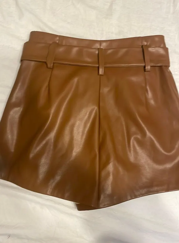 DO+BE Brown Leather Shorts - Image 3