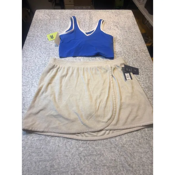 Universal Thread Women‎ Tan Terry Skirt and Blue AIM tank top Size XXL NWT - Image 10